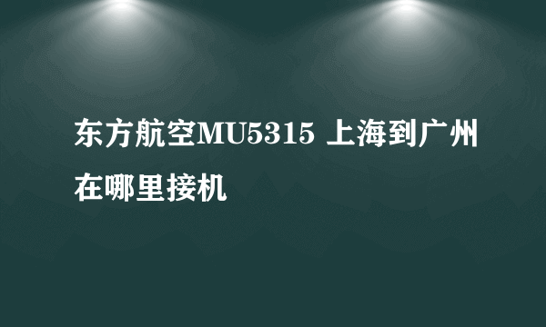 东方航空MU5315 上海到广州在哪里接机