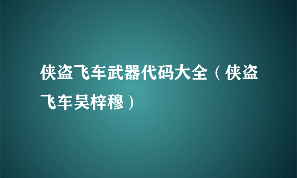 侠盗飞车武器代码大全（侠盗飞车吴梓穆）