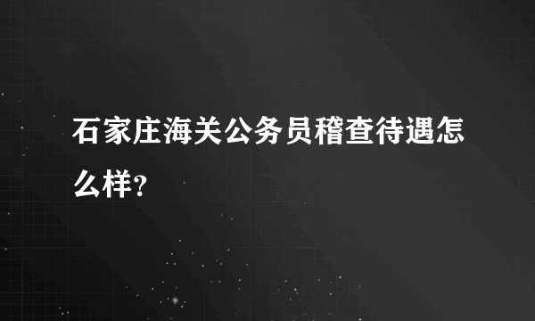 石家庄海关公务员稽查待遇怎么样？