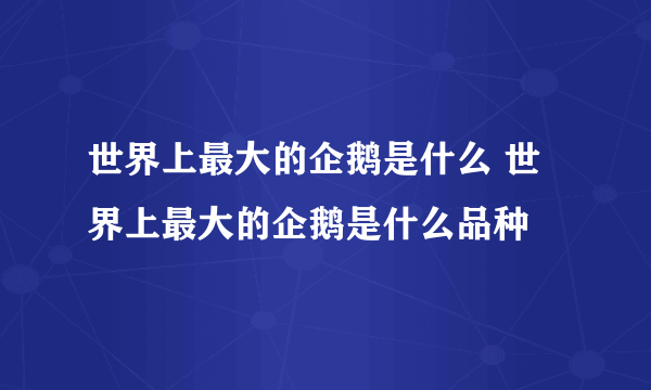 世界上最大的企鹅是什么 世界上最大的企鹅是什么品种