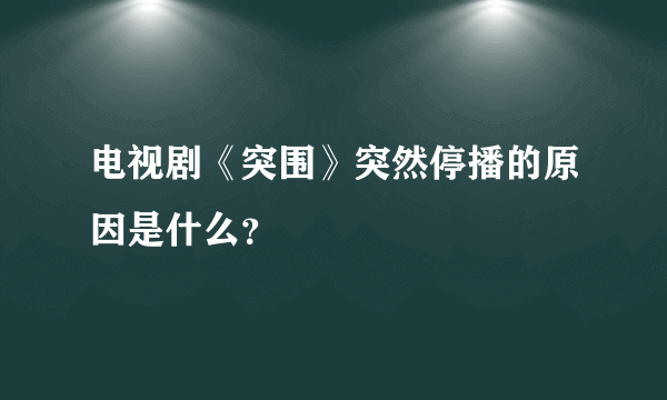 电视剧《突围》突然停播的原因是什么？