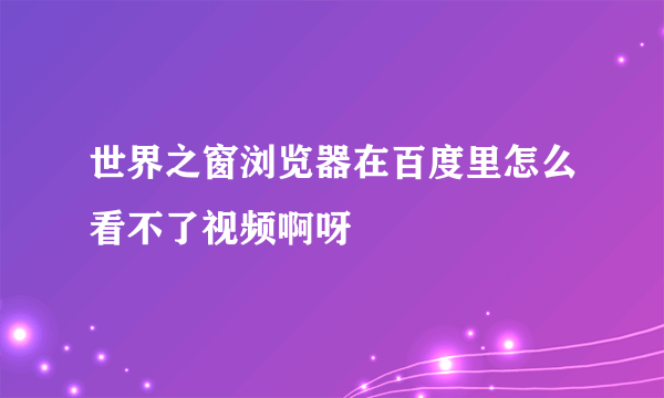 世界之窗浏览器在百度里怎么看不了视频啊呀