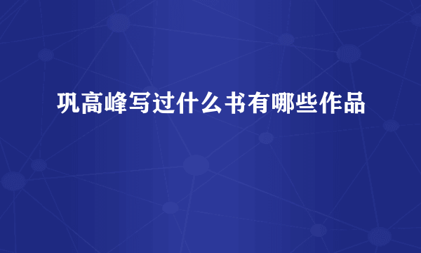 巩高峰写过什么书有哪些作品