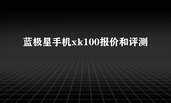 蓝极星手机xk100报价和评测