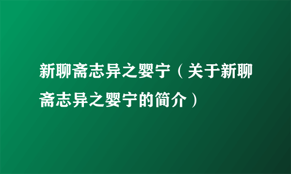 新聊斋志异之婴宁（关于新聊斋志异之婴宁的简介）