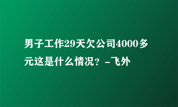 男子工作29天欠公司4000多元这是什么情况？-飞外