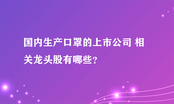 国内生产口罩的上市公司 相关龙头股有哪些？