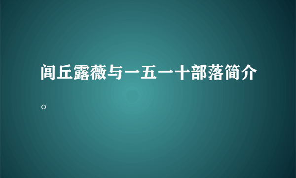 闾丘露薇与一五一十部落简介。