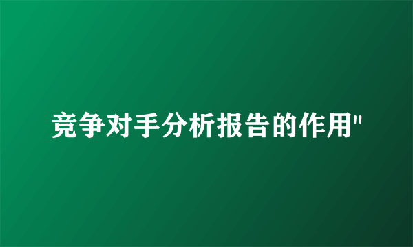 竞争对手分析报告的作用