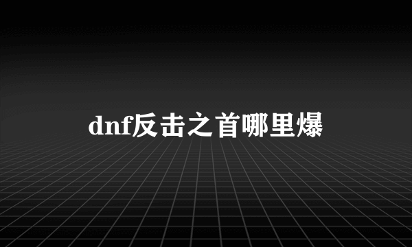 dnf反击之首哪里爆