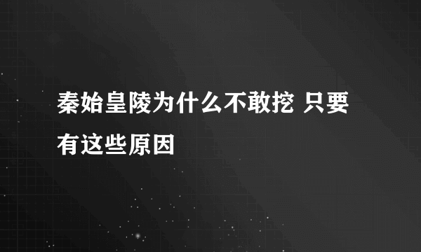 秦始皇陵为什么不敢挖 只要有这些原因