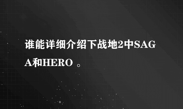 谁能详细介绍下战地2中SAGA和HERO 。