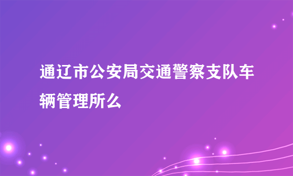 通辽市公安局交通警察支队车辆管理所么