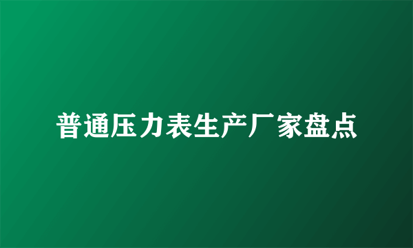 普通压力表生产厂家盘点