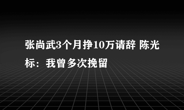 张尚武3个月挣10万请辞 陈光标：我曾多次挽留