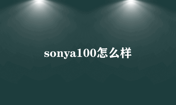 sonya100怎么样