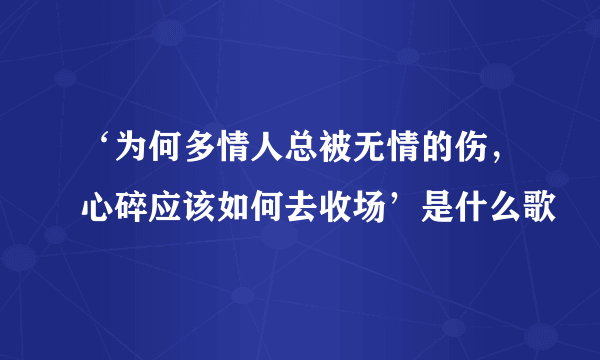 ‘为何多情人总被无情的伤，心碎应该如何去收场’是什么歌