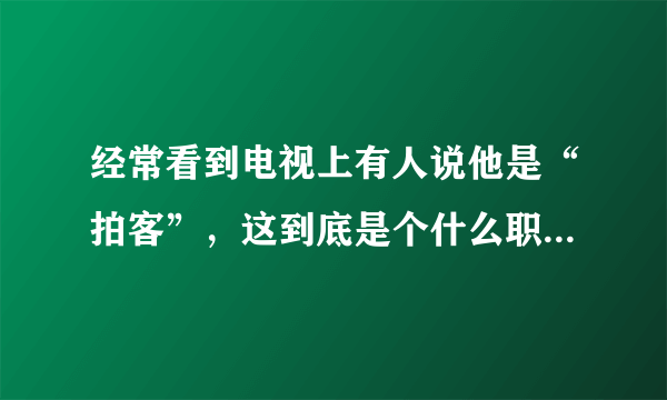 经常看到电视上有人说他是“拍客”，这到底是个什么职业？他们的收入好象还挺高的，到底是怎么一回事？