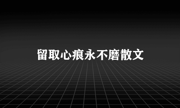 留取心痕永不磨散文