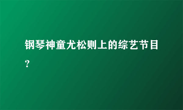 钢琴神童尤松则上的综艺节目？