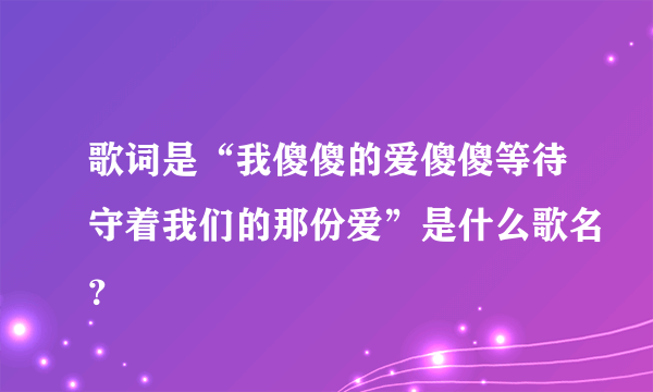 歌词是“我傻傻的爱傻傻等待守着我们的那份爱”是什么歌名？