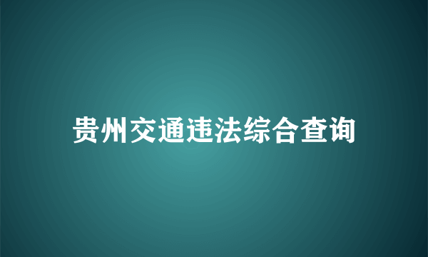 贵州交通违法综合查询