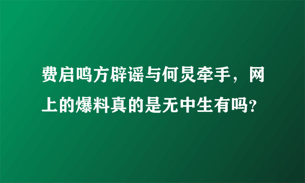 费启鸣方辟谣与何炅牵手，网上的爆料真的是无中生有吗？