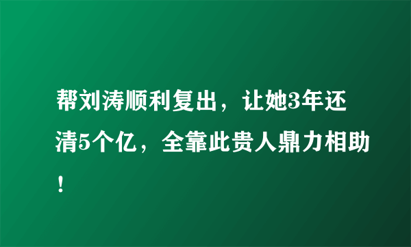 帮刘涛顺利复出，让她3年还清5个亿，全靠此贵人鼎力相助！