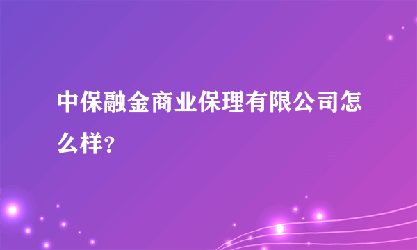 中保融金商业保理有限公司怎么样？