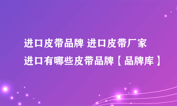 进口皮带品牌 进口皮带厂家 进口有哪些皮带品牌【品牌库】