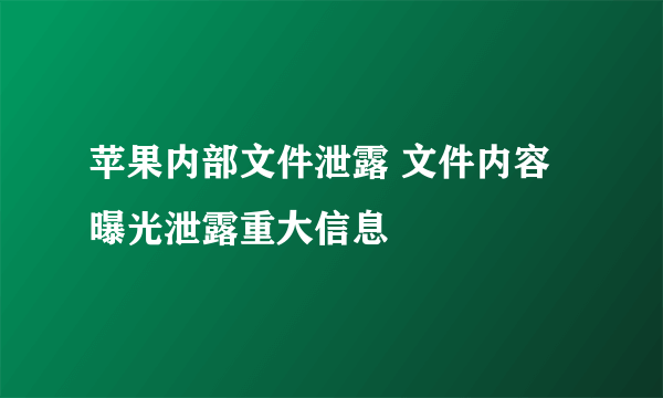 苹果内部文件泄露 文件内容曝光泄露重大信息