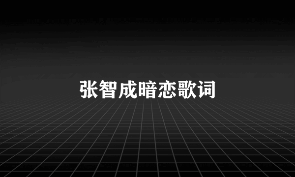 张智成暗恋歌词