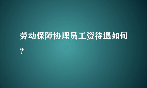 劳动保障协理员工资待遇如何？