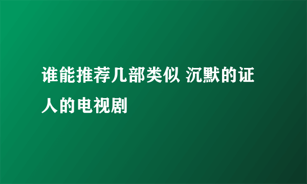 谁能推荐几部类似 沉默的证人的电视剧