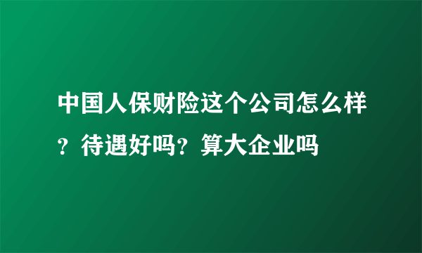 中国人保财险这个公司怎么样？待遇好吗？算大企业吗