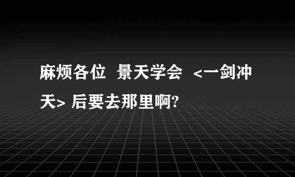 麻烦各位  景天学会  <一剑冲天> 后要去那里啊?