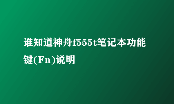 谁知道神舟f555t笔记本功能键(Fn)说明