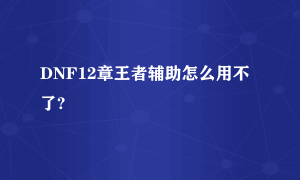 DNF12章王者辅助怎么用不了?