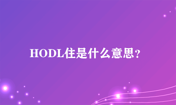 HODL住是什么意思？