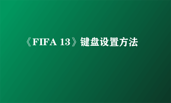 《FIFA 13》键盘设置方法