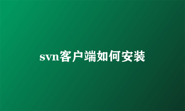 svn客户端如何安装