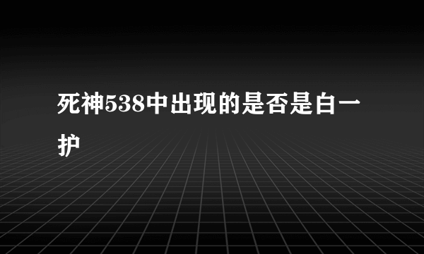 死神538中出现的是否是白一护