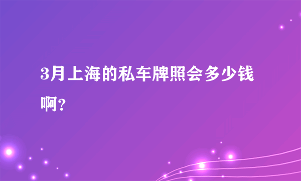 3月上海的私车牌照会多少钱啊？