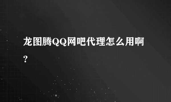 龙图腾QQ网吧代理怎么用啊？