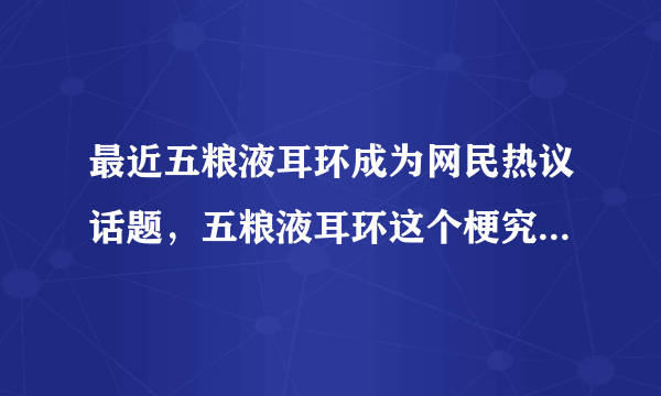 最近五粮液耳环成为网民热议话题，五粮液耳环这个梗究竟如何来的？