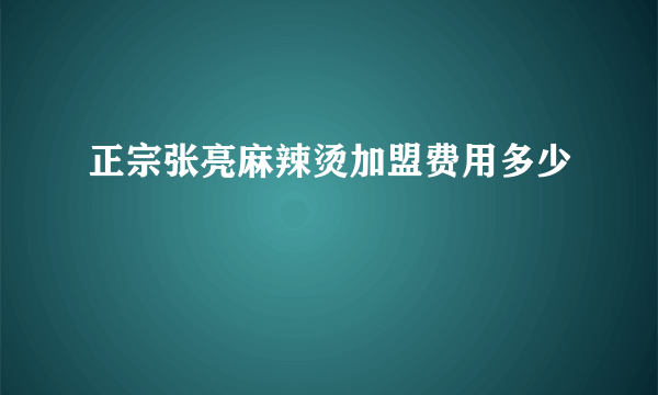 正宗张亮麻辣烫加盟费用多少