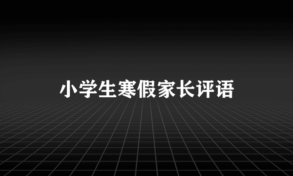 小学生寒假家长评语