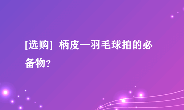 [选购]  柄皮—羽毛球拍的必备物？