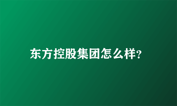 东方控股集团怎么样？