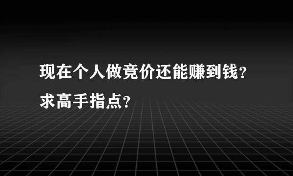 现在个人做竞价还能赚到钱？求高手指点？